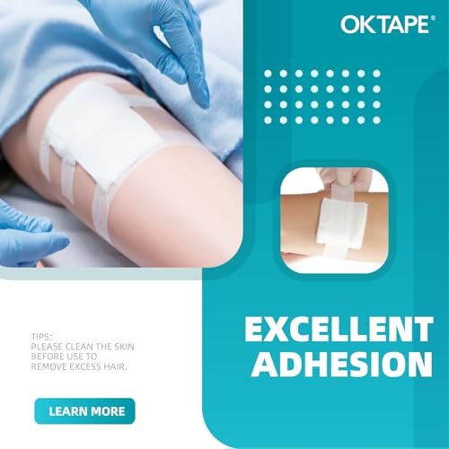 OK TAPE OKPore Medizinisches chirurgisches Pflaster, Nonwoven (Pack mit 24) - Hypoallergen und atmungsaktiv für die Wundversorgung - 0,5 Zoll x 9,1 m