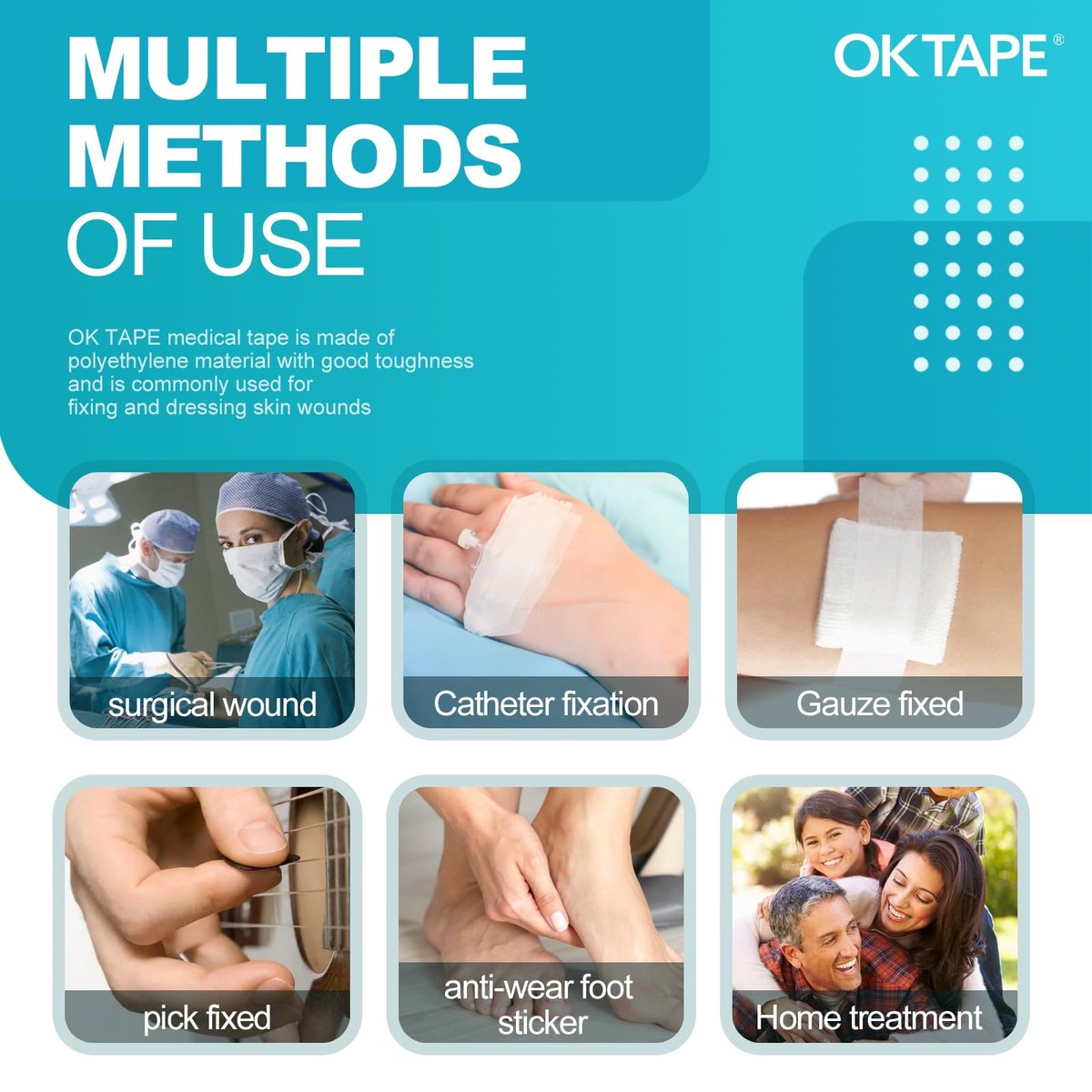 OK TAPE OKPore Medizinisches chirurgisches Pflaster, Nonwoven (Pack mit 24) - Hypoallergen und atmungsaktiv für die Wundversorgung - 0,5 Zoll x 9,1 m