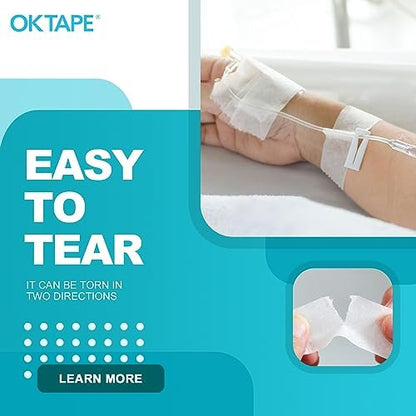OK TAPE OKPore Medizinisches chirurgisches Pflaster, Nonwoven (Pack mit 24) - Hypoallergen und atmungsaktiv für die Wundversorgung - 0,5 Zoll x 9,1 m