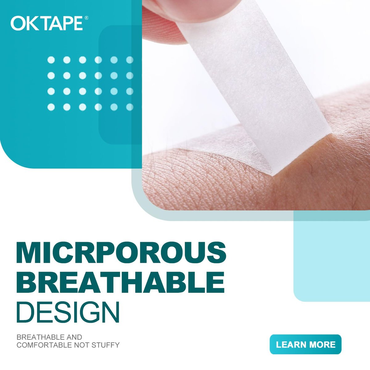 OK TAPE OKPore Medizinisches chirurgisches Pflaster, Nonwoven (Pack mit 24) - Hypoallergen und atmungsaktiv für die Wundversorgung - 0,5 Zoll x 9,1 m