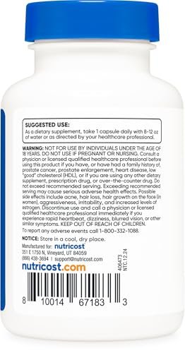 Nutricost DHEA 100 mg, 120 Kapseln – Glutenfrei, Sojafrei, Non-GMO, Nahrungsergänzungsmittel