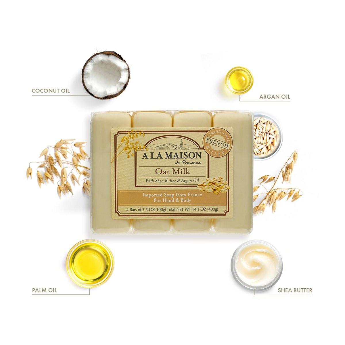 A LA MAISON Hafermilch Seife - 12er Pack, 3,5 oz - Französische Triple-Milled Naturseife für die Hände