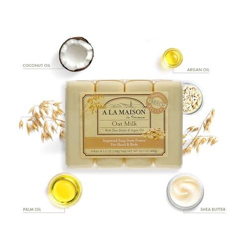 A LA MAISON Hafermilch Seife - 12er Pack, 3,5 oz - Französische Triple-Milled Naturseife für die Hände