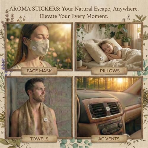 AROMA STICKERS® Lavendel – 100% natürliche Duftsticker für Masken & Kissen (12 Stück) – Ätherisches Öl Aroma-Patch zum Entspannen