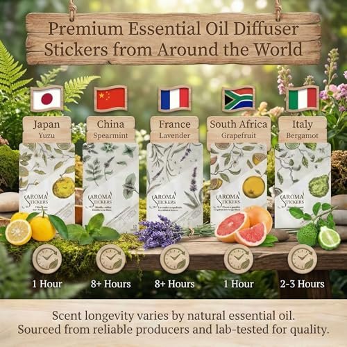 AROMA STICKERS® Lavendel – 100% natürliche Duftsticker für Masken & Kissen (12 Stück) – Ätherisches Öl Aroma-Patch zum Entspannen