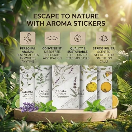 AROMA STICKERS® Lavendel – 100% natürliche Duftsticker für Masken & Kissen (12 Stück) – Ätherisches Öl Aroma-Patch zum Entspannen
