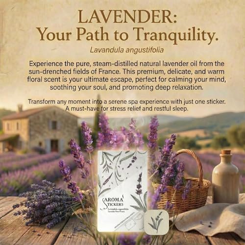 AROMA STICKERS® Lavendel – 100% natürliche Duftsticker für Masken & Kissen (12 Stück) – Ätherisches Öl Aroma-Patch zum Entspannen