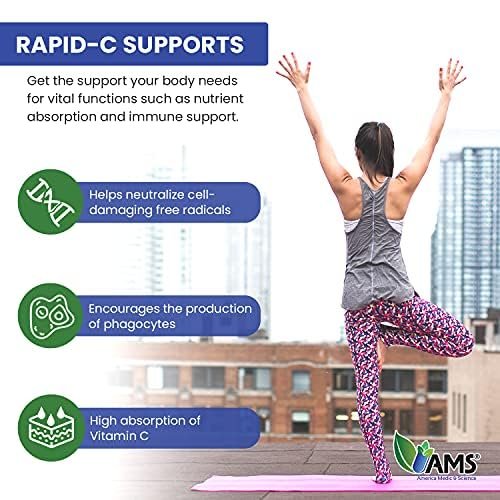 America Medic & Science Rapid-C 500mg Vitamin C Supplement (100 Tabletten) – Energie-Booster, Immunsystem-Unterstützung, Antioxidans | Vegan, Non-GMO, beschichtete Ascorbinsäure für Erwachsene