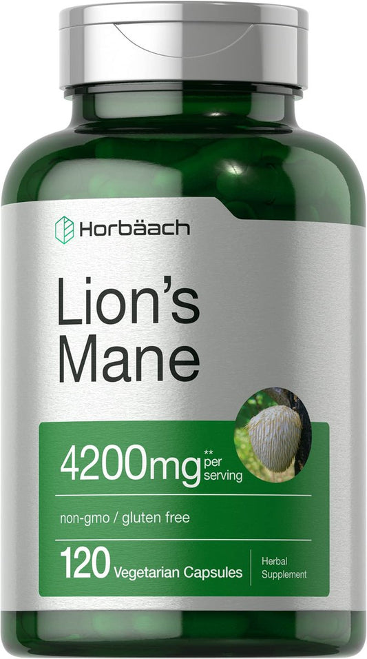 Horbäach Löwenmähne Pilzextrakt | 120 Kapseln | Vegetarisch, Nicht-GVO, Glutenfrei
