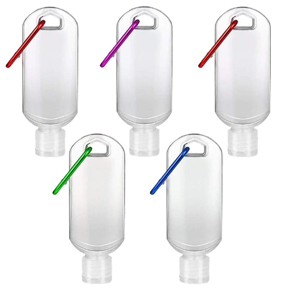 Nachfüllbare Reiseflaschen mit Clip – XMWangzi, mit Flip- oder Düsenverschluss, leere Plastikflaschen, geeignet für Kosmetiköl, Handdesinfektionsmittel, für Zuhause, Büro und Outdoor (5 Stück)