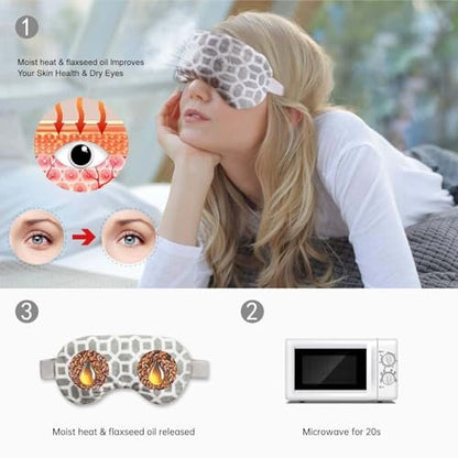 2-in-1 beheizte und kühlende Augenmaske mit Lavendel & Leinsamen – Mikrowellengeeignetes Sinus-Kissen bei trockenen Augen, Gerstenkorn, Nebenhöhlenentzündung, Kopfschmerzen, Migräne, geschwollenen Augen und entzündeten Augenlidern