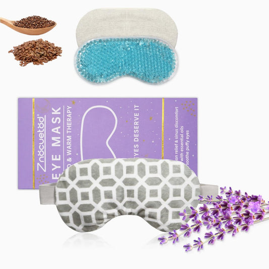 2-in-1 beheizte und kühlende Augenmaske mit Lavendel & Leinsamen – Mikrowellengeeignetes Sinus-Kissen bei trockenen Augen, Gerstenkorn, Nebenhöhlenentzündung, Kopfschmerzen, Migräne, geschwollenen Augen und entzündeten Augenlidern