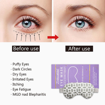 2-in-1 beheizte und kühlende Augenmaske mit Lavendel & Leinsamen – Mikrowellengeeignetes Sinus-Kissen bei trockenen Augen, Gerstenkorn, Nebenhöhlenentzündung, Kopfschmerzen, Migräne, geschwollenen Augen und entzündeten Augenlidern