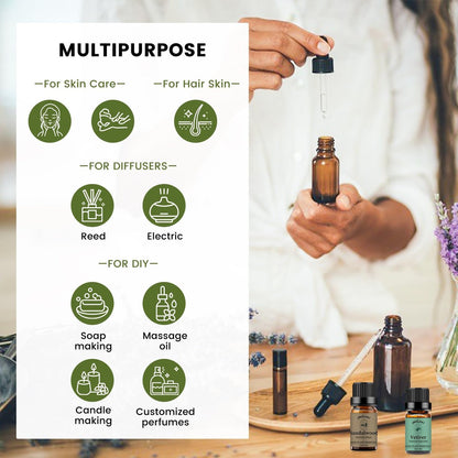 yethious Sandelholz-Vetiver Ätherisches Öl Set 100% Rein Bio Unverdünnt Aromatherapie Öle für Diffuser, Haut, Haare, Parfüm, Seife, Kerzenherstellung 2 x 10 ml