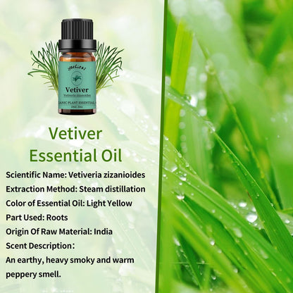 yethious Sandelholz-Vetiver Ätherisches Öl Set 100% Rein Bio Unverdünnt Aromatherapie Öle für Diffuser, Haut, Haare, Parfüm, Seife, Kerzenherstellung 2 x 10 ml