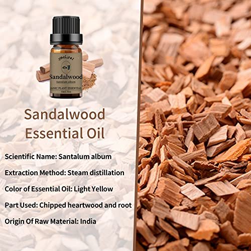 yethious Sandelholz-Vetiver Ätherisches Öl Set 100% Rein Bio Unverdünnt Aromatherapie Öle für Diffuser, Haut, Haare, Parfüm, Seife, Kerzenherstellung 2 x 10 ml