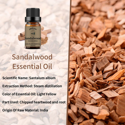 yethious Sandelholz-Vetiver Ätherisches Öl Set 100% Rein Bio Unverdünnt Aromatherapie Öle für Diffuser, Haut, Haare, Parfüm, Seife, Kerzenherstellung 2 x 10 ml