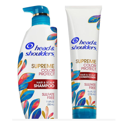 Head & Shoulders Anti-Schuppen Shampoo & Spülung Set, Supreme Color Protect, 1% Pyrithion Zink, Sulfatfrei, Arganöl & Manuka Honig, 350 ml & 280 ml
