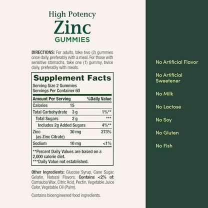 Nature's Bounty Zink Gummis, Immununterstützung, Haut- und Antioxidantienschutz, gemischte Beere, 30 mg, 120 Stück