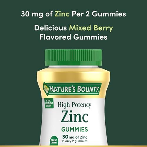 Nature's Bounty Zink Gummis, Immununterstützung, Haut- und Antioxidantienschutz, gemischte Beere, 30 mg, 120 Stück
