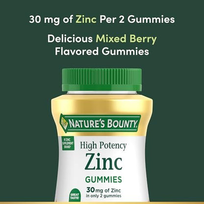 Nature's Bounty Zink Gummis, Immununterstützung, Haut- und Antioxidantienschutz, gemischte Beere, 30 mg, 120 Stück