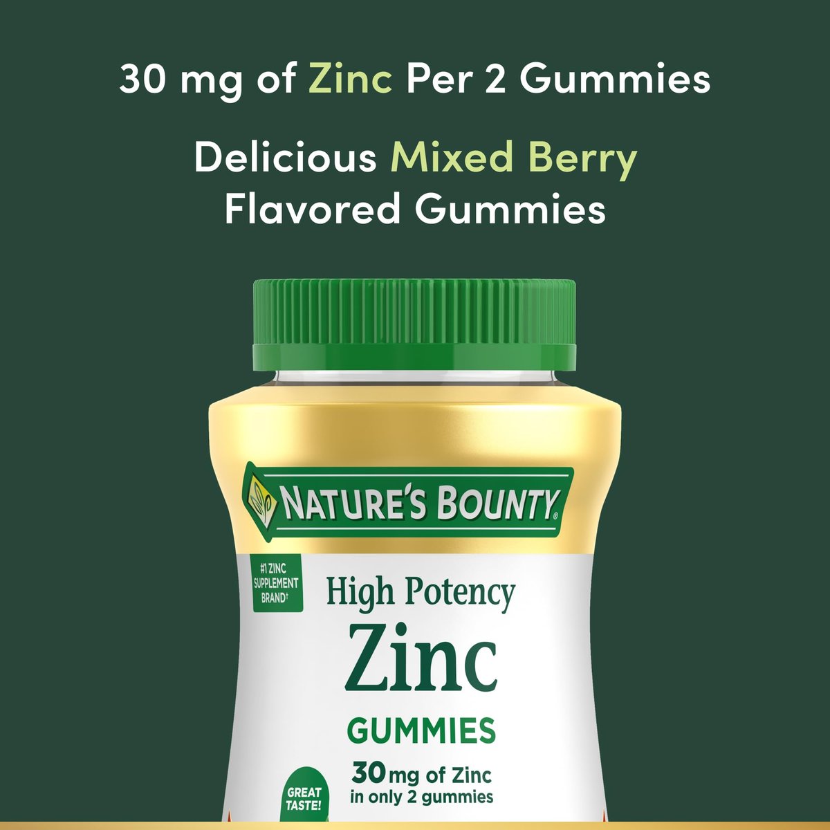 Nature's Bounty Zink Gummis, Immununterstützung, Haut- und Antioxidantienschutz, gemischte Beere, 30 mg, 120 Stück