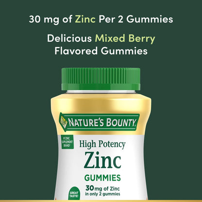 Nature's Bounty Zink Gummis, Immununterstützung, Haut- und Antioxidantienschutz, gemischte Beere, 30 mg, 120 Stück