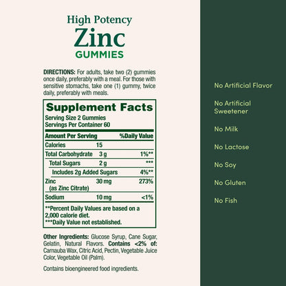 Nature's Bounty Zink Gummis, Immununterstützung, Haut- und Antioxidantienschutz, gemischte Beere, 30 mg, 120 Stück