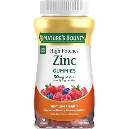 Nature's Bounty Zink Gummis, Immununterstützung, Haut- und Antioxidantienschutz, gemischte Beere, 30 mg, 120 Stück