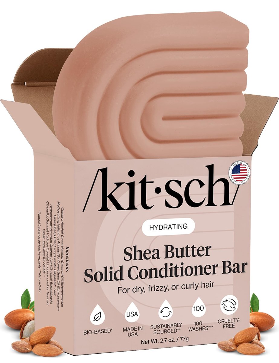 Kitsch Shea Butter Conditioner Bar – Feuchtigkeitsspendender Haarpflege-Riegel gegen Frizz, ohne Parabene, Sulfate & Silikone – 2,7 oz (80 g)