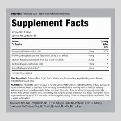 Piping Rock Wasserpille für Männer und Frauen | 90 Tabletten | Super-Stärke Ergänzung mit Kalium | Vegetarisch, Non-GMO, Glutenfrei