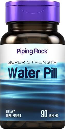 Piping Rock Wasserpille für Männer und Frauen | 90 Tabletten | Super-Stärke Ergänzung mit Kalium | Vegetarisch, Non-GMO, Glutenfrei