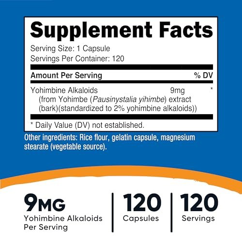Nutricost Yohimbe-Rindenextrakt 450 mg (9 mg Yohimbin-Alkaloide), 120 Kapseln - Extra stark, glutenfrei, nicht gentechnisch verändert