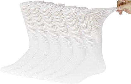 6 Paar Baumwoll-Socken für diabetische Neuropathie (Größe 13-16, Herren Schuhgröße 12-14,5, Weiß)