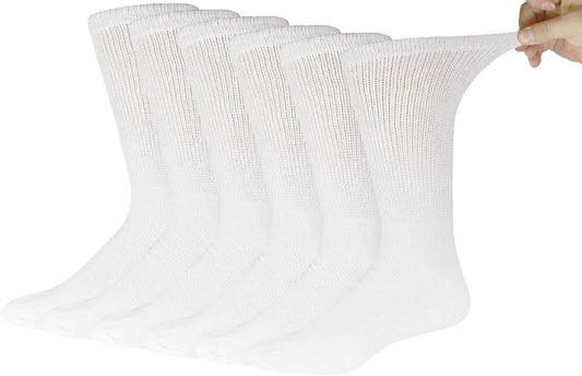 6 Paar Baumwoll-Socken für diabetische Neuropathie (Größe 13-16, Herren Schuhgröße 12-14,5, Weiß)