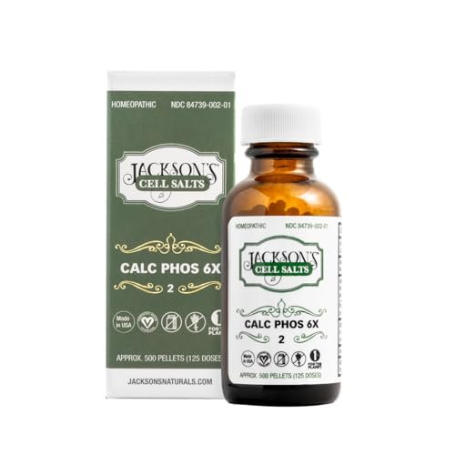 Jackson's Zelle Nr. 2 Calc Phos 6X (500 Pellet Flasche) – Zertifiziert vegan, laktosefreies Schüßler-Salz Calcarea Phosphorica 6X (Hergestellt in den USA)