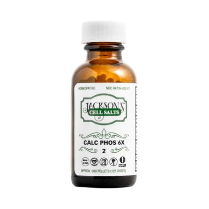 Jackson's Zelle Nr. 2 Calc Phos 6X (500 Pellet Flasche) – Zertifiziert vegan, laktosefreies Schüßler-Salz Calcarea Phosphorica 6X (Hergestellt in den USA)