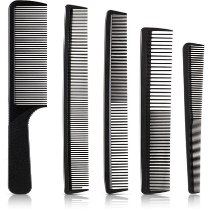 5-teiliger Haarschneidekamm-Set aus Carbonfaser – Antistatisch, Hitzebeständig, für Männer und Frauen