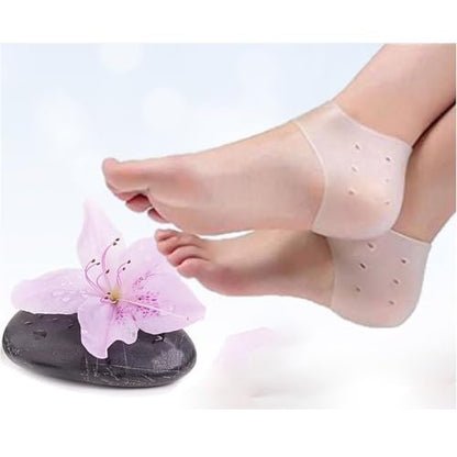VivoFoot 3 Paar Gel-Fersenpolster, Silikon-Fersensocken, Fersenärmel zur Linderung von Fersenschmerzen und rissigen Fersen für Damen und Herren