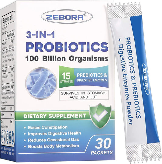 Probiotika für Frauen & Männer - 100 Milliarden plus Verdauungsenzyme & Präbiotika, höchste Potenz 3-in-1 Komplett-Probiotika für Verdauungsgesundheit, Immununterstützung