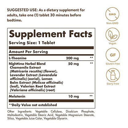Solgar Triple Action Sleep 60 Tri-Layer Tabletten - Zeitverzögerte Freisetzung von Melatonin & L-Theanin mit Kräutermischung - Hilft beim Entspannen, schnellen Einschlafen und Durchschlafen - Non-GMO, Glutenfrei - 60 Portionen