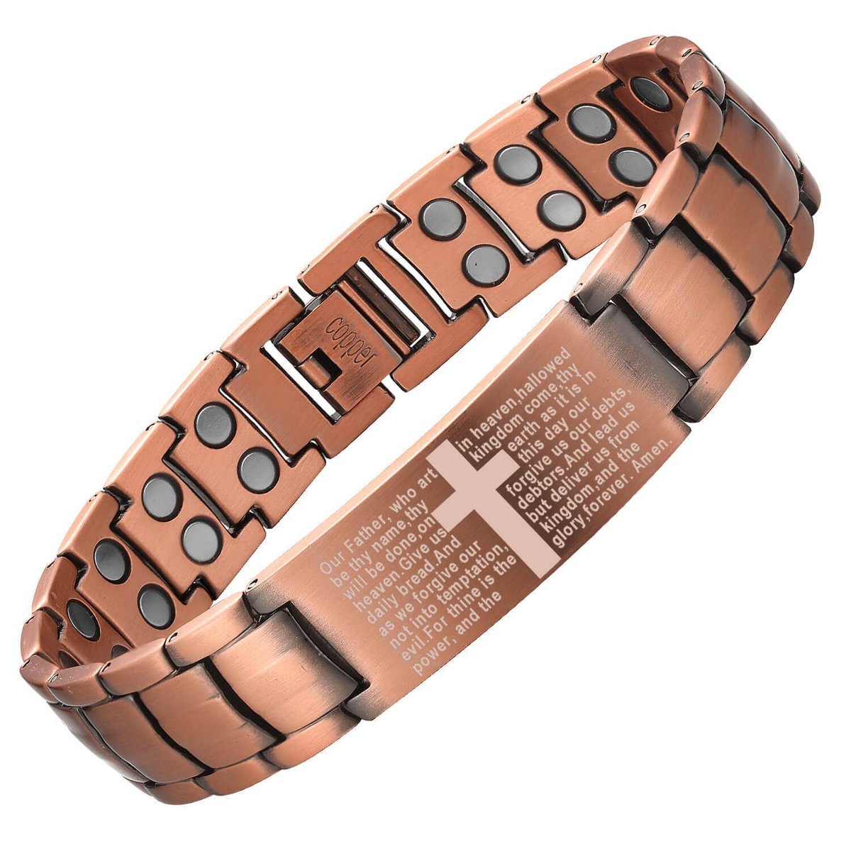MagEnergy Kupferarmband für Männer – Kreuz-Magnetarmband mit extra starken Magneten, verstellbare Glieder, Geschenkbox inkl. Größentabelle