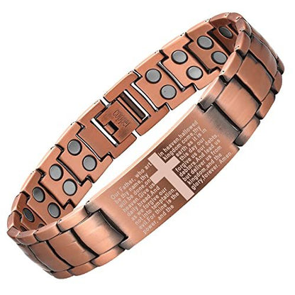 MagEnergy Kupferarmband für Männer – Kreuz-Magnetarmband mit extra starken Magneten, verstellbare Glieder, Geschenkbox inkl. Größentabelle