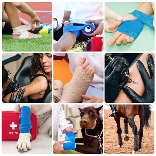 SUPERBE Selbstklebender elastischer Verband (3 Zoll x 5 Yards), 8er-Pack – Ideale Fixierbinde für Erste Hilfe, Sport, Handgelenk & Knöchel