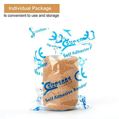 SUPERBE Selbstklebender elastischer Verband (3 Zoll x 5 Yards), 8er-Pack – Ideale Fixierbinde für Erste Hilfe, Sport, Handgelenk & Knöchel