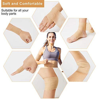 SUPERBE Selbstklebender elastischer Verband (3 Zoll x 5 Yards), 8er-Pack – Ideale Fixierbinde für Erste Hilfe, Sport, Handgelenk & Knöchel