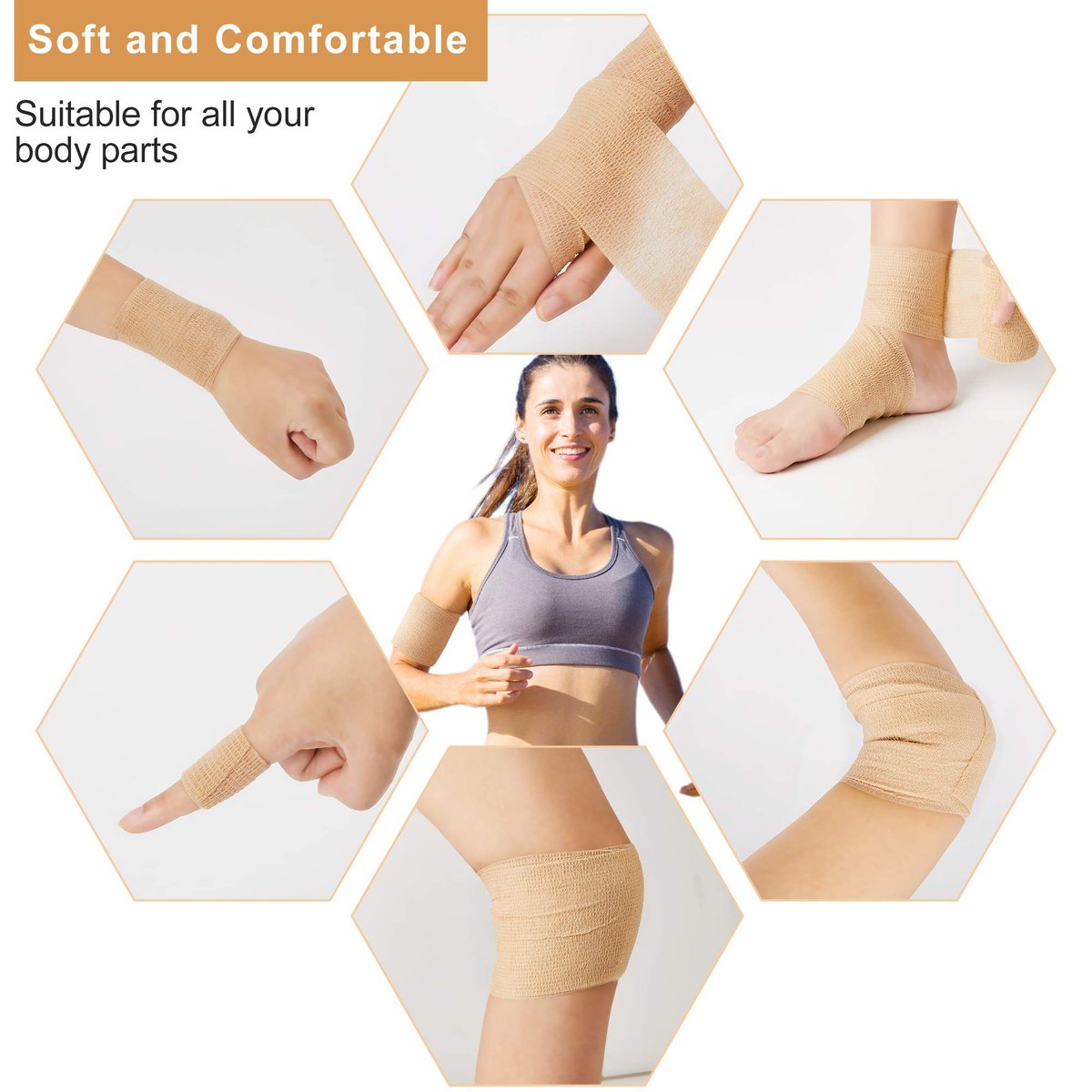 SUPERBE Selbstklebender elastischer Verband (3 Zoll x 5 Yards), 8er-Pack – Ideale Fixierbinde für Erste Hilfe, Sport, Handgelenk & Knöchel