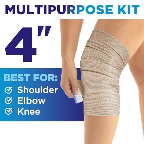 Hochleistungs-Elastikbandage 4 Zoll (2er-Pack) – Selbstschließende, stark komprimierende, wiederverwendbare Bandage für Beine, Knöchel, Handgelenke und Knie – für Erste-Hilfe-Set und nach der Operation – Latexfrei