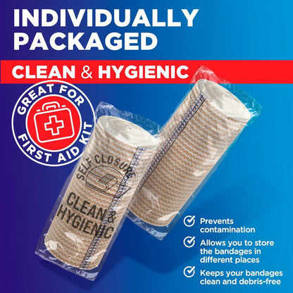 Hochleistungs-Elastikbandage 4 Zoll (2er-Pack) – Selbstschließende, stark komprimierende, wiederverwendbare Bandage für Beine, Knöchel, Handgelenke und Knie – für Erste-Hilfe-Set und nach der Operation – Latexfrei