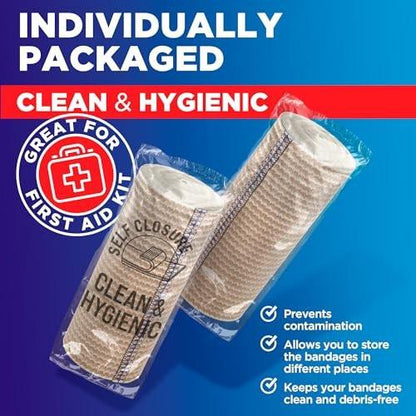 Hochleistungs-Elastikbandage 4 Zoll (2er-Pack) – Selbstschließende, stark komprimierende, wiederverwendbare Bandage für Beine, Knöchel, Handgelenke und Knie – für Erste-Hilfe-Set und nach der Operation – Latexfrei